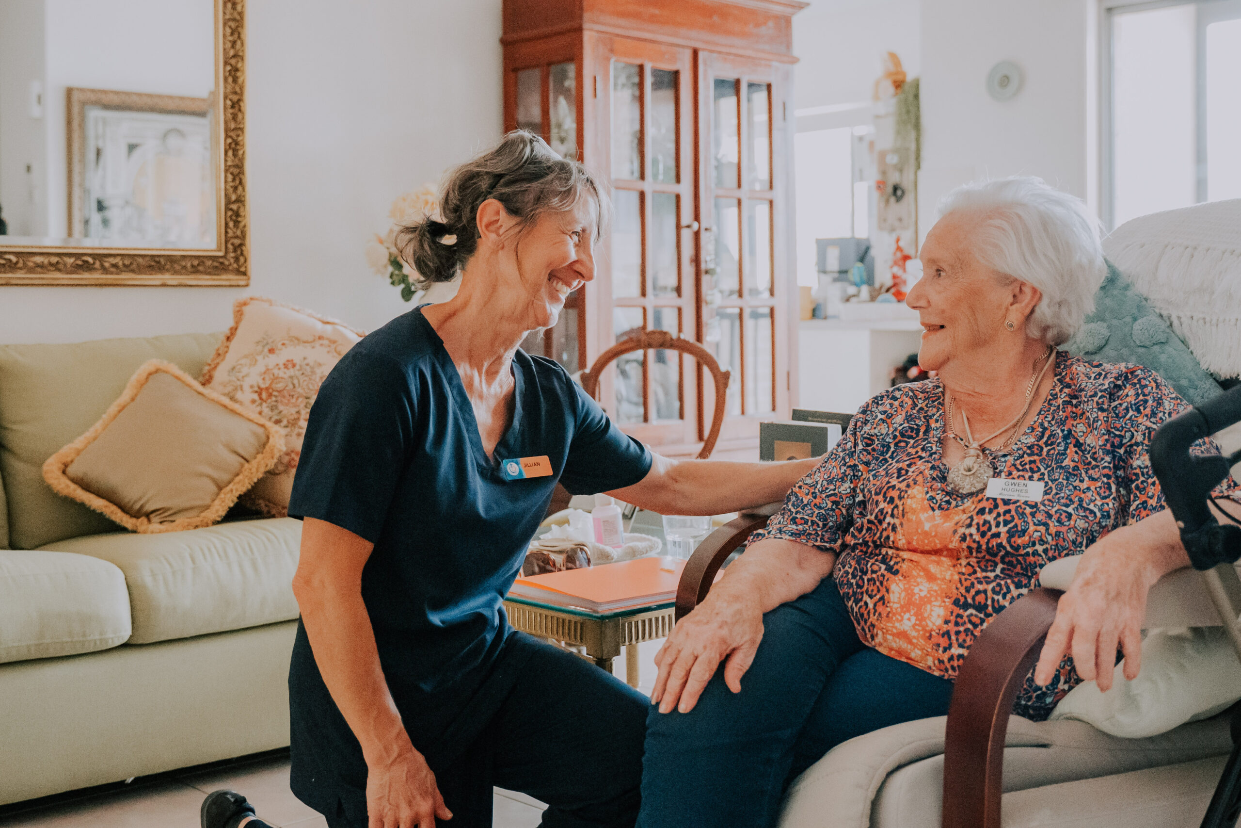 resident with carer at home